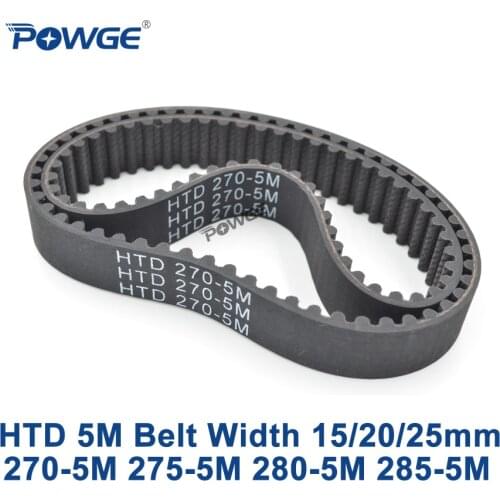 POWGE HTD 5M Timing belt C=270/275/280/285 width 15/20/25mm Teeth 54 55 56 57 HTD5M synchronous Belt 270-5M 275-5M 280-5M 285-5M