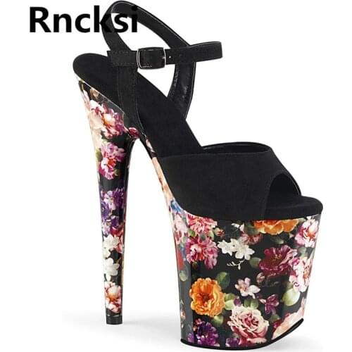 Rncksi Spring Summer Big Flowers Women Pole Dance Shoes 20CM High Heels Sexy Show Shoes Sandals Party Club High-heel Shoes