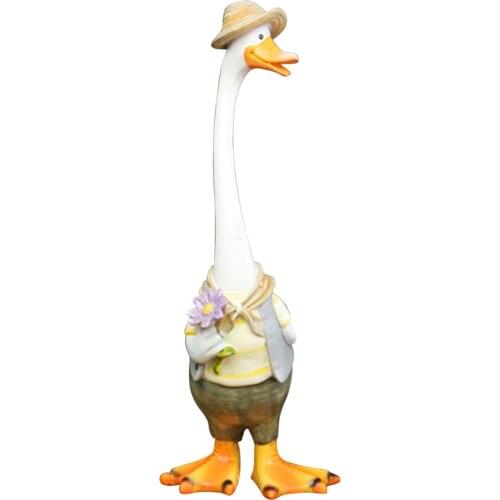 Garden Duck Statue Cute Resin Sculpture Home Yard Backyard Decor 13inch