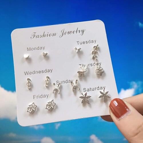 Ear Stud Earring Week Theme Fashion Jewelry Cute Alloy Star Earring for Party