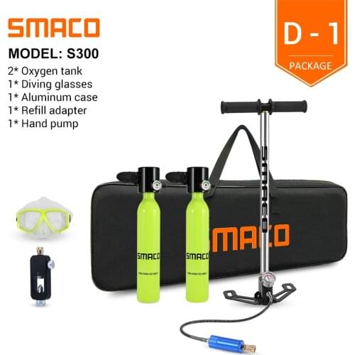 SMACO Mini Scuba Diving Tank Equipment Dive Cylinder with 8 Minutes Capability 0.5 Litre Capacity with Refillable Design