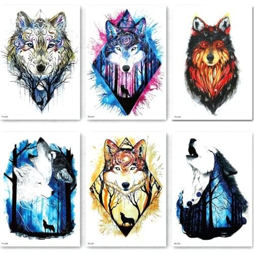 Wolf Temporary Tattoo Stickers Waterproof Women Fake Hand Animal Tattoos Adult Men Body Art