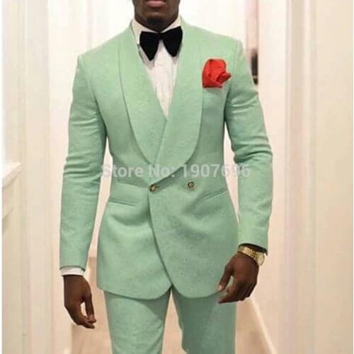 High Quality Double-Breasted Groomsmen Shawl Lapel Groom Tuxedos Men Suits Wedding/Prom Best Man Blazer ( Jacket+Pants+Tie) A61