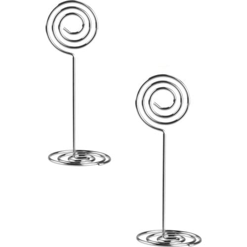 XRHYY 2Pcs Wire Shape Place Card Holder Stand Table Name Number Holders Paper Menu Picture Memo Note Photo Clip Holder Round