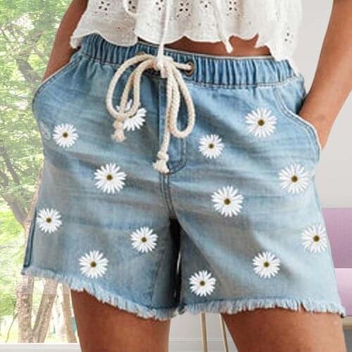 Women Denim Jean Shorts Casual Mid Waisted Short Pants Casual Loose Jeans Street Wear Tied Shorts High Waist Wear