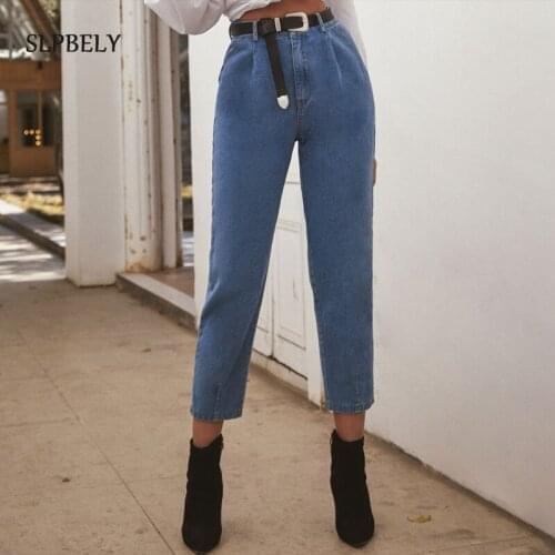 SLPBELY Vintage Woman High Waist Straight Jeans Pant Loose Female Denim Jeans Streetwear Buttons Zipper Harlan Pants Jean 2021