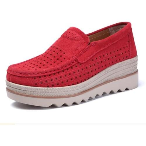 New fashion Summer Women wedge Shoes Platform Sneakers Slip On autumn Leather Suede Ladies Loafers Moccasins Casual Shoes Women