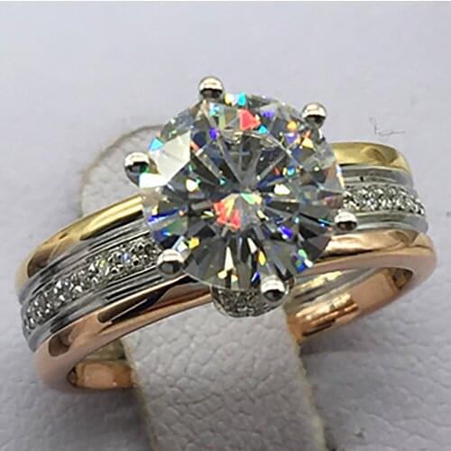 14K Au585 Yellow White Rose Gold Women Wedding Party Engagement Ring 1 2 3 4 5 Carat Round Moissanite Diamond Ring Crown Elegant