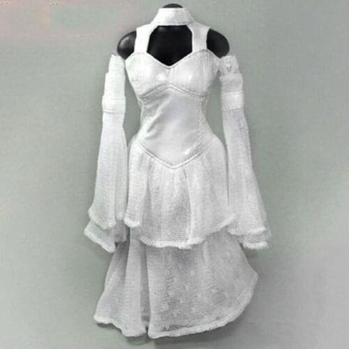CC35 1/6 Gothic White Wedding Dress Female Soldier Skirt Clothes Fit 12'' PH TBL Action Figure Body