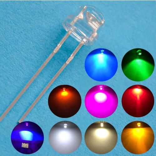 100Pcs 5mm Diode Led Straw Hat White Smd Smt Water Clear Super Bright Wide Angle Emitting Diodes Bulb 6500k 13000mcd Lamp