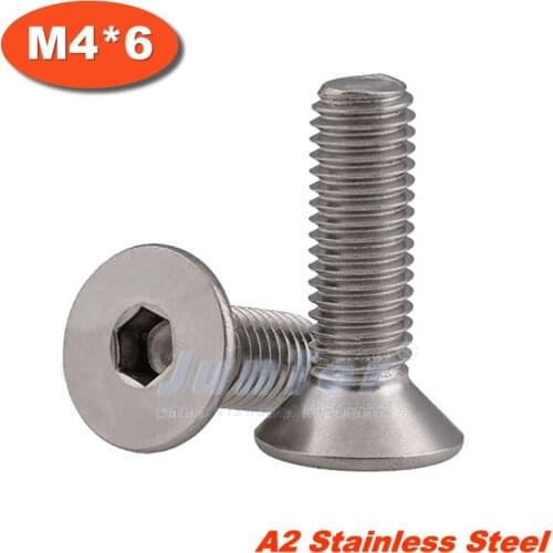 100pcs/lot DIN7991 M4*6 Stainless Steel A2 Flat Socket Head Cap Screw
