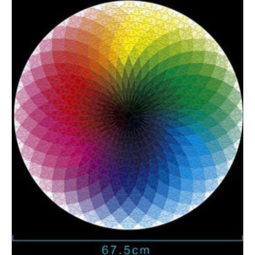 1000pcs/box Colorful Jigsaw Puzzle Rainbow Round Paper Geometrical Adult Kid DIY Educational Toy