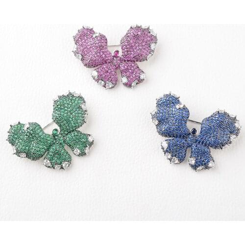 2pcs 6x32mm Womens High Quality Butterfly Paved CZ Brooches
