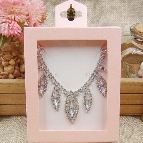 2018 stock Paper necklace earring Box pink PVC Window Jewelry Packaging Gift Box Transparent Jewelry Display custom cost extra
