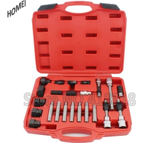 24pcs Alternator Freewheel Pulley Repair Removal Tool Kit Univesal