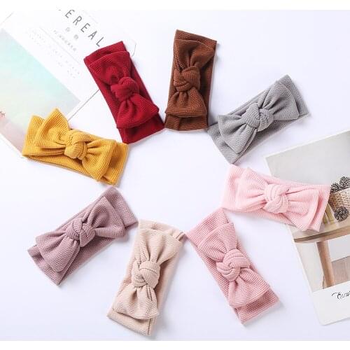 8Pcs/Lot Winter Ribbed Baby Hair Accessories Elastic Solid Knitted Hair Bands For Children Newborn Boy Girl Turban Headband