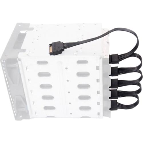 XT-XINTE SATA 15Pin M 1 to 5 SATA 15Pin F Hard Drive Power Supply Splitter Cable 60CM Cord With 40CM SATA3.0 Data Cable