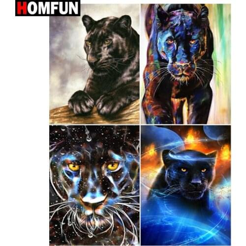 HOMFUN Full diamond Painting "Panther animal" Resin Drill Embroidery 5D Diy Diamond Painting Handmade Cross Stitch gift