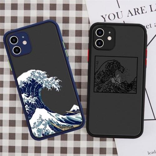 JAMULAR Blue Wave Phone Case For iPhone 12 mini 11 Pro XS MAX XR 7 SE2020 X 8 6Plus Japan Sea Surf Shockproof Cover Matte Fundas