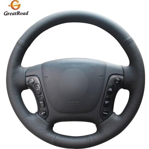Black Genuine leather Car Steering Wheel Cover for Hyundai Santa Fe 2007 2008 2009 2010 2011 2012