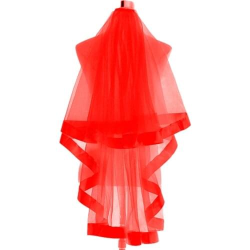 GBCNYIER Cheap Ribbon short veil bridal wedding veil wedding accessories 2 layer J