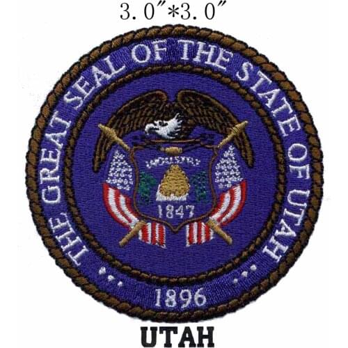 Utah State Seal 3.0"wide embroidery patch for customized stitch logo/briquedos/clothing patch