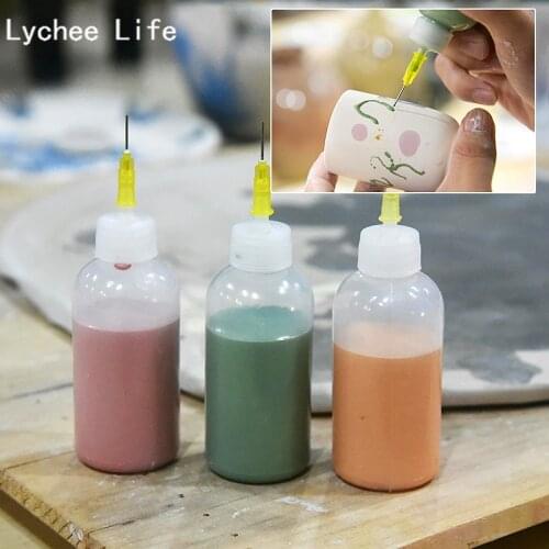 Lychee Life 2Pcs/Set Plastic Ceramic Tools Squeezing Mud Bottle Point Line Decorative DIY Ceramic Tools