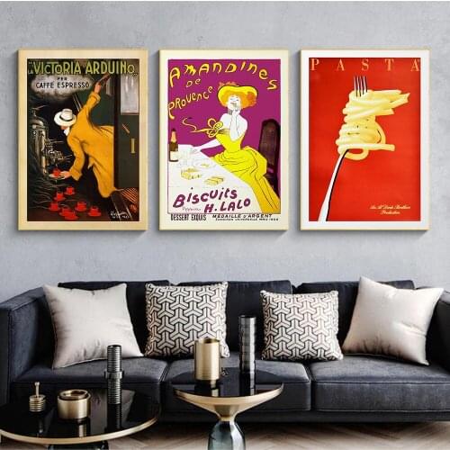 Italian Pasta Food Coffee Restaurant Canvas Painting Wall Art Nordic Posters and Prints Wall Pictures for Living Room Decoration