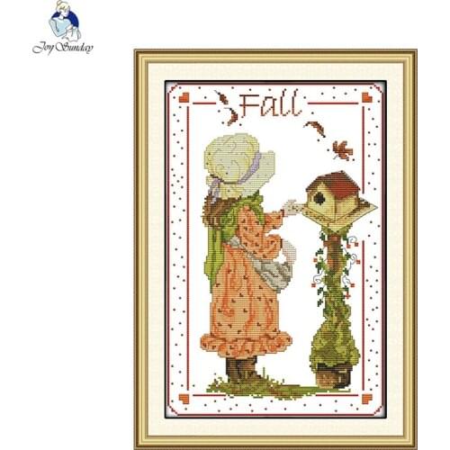 Joy Sunday Feed the Birds Print On Canvas DMC 14CT 11CT Cross-stitch kits,Embroidery Needlework Set,Hand Made Crafts Home Decor