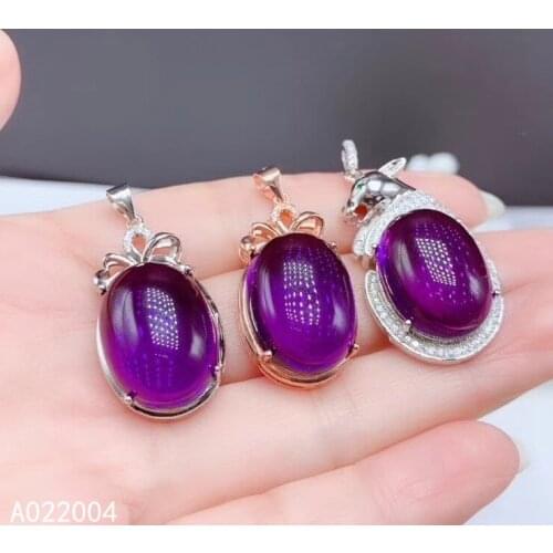 KJJEAXCMY Fine Jewelry 925 Sterling Silver inlaid Amethyst Female Pendant Necklace beautiful hot selling