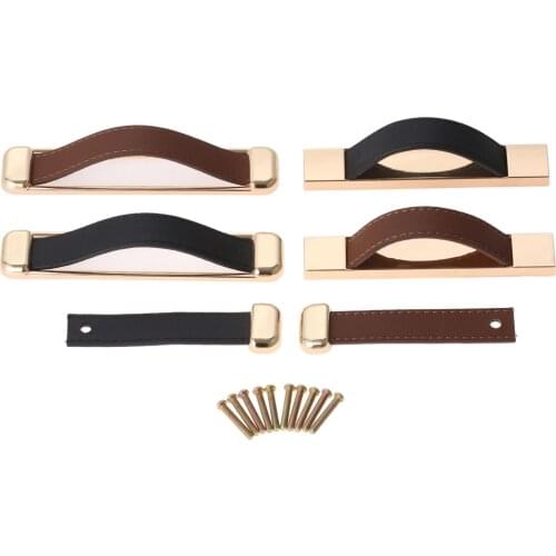 Leather Furniture Handle Pendant Pull Dual purpose Single Hole/128mm/96mm Knob Brown/Black w/screw Drawer/Kitchen/Cupboard/Chest