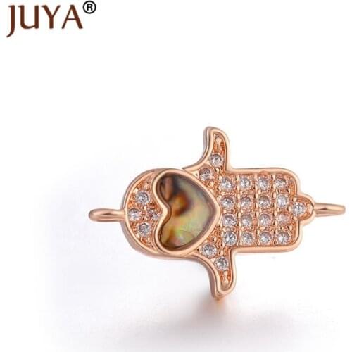 Small hamsa hand conectors for jewelry making diy fashion bracelets necklace findings components CZ rhinestone accessories