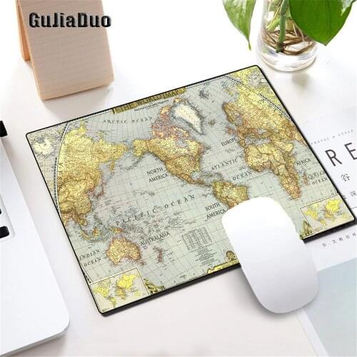 GuJiaDuo World Map Small Mouse Pad Gaming Room Accessories Computer Table Pad PC Gamer Computer Creative Mousepad Art Desk Mat