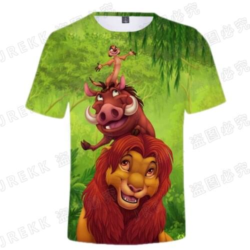 3D Print Disney Movie The Lion Kings Timon and Pumbaa Men T-shirt Anime Cartoon Kids Tops Summer Fashion Male Women Tee Shirt