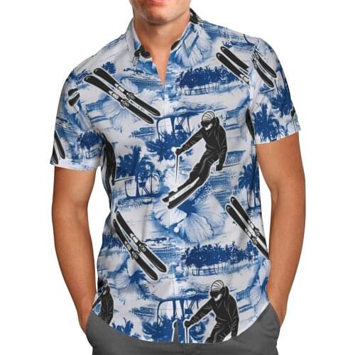 Skiing 3D Beach Hawaiian 2021 Summer Anime Men Shirt Short Sleeve Shirt Streetwear Oversized 5XL Camisa Social Chemise Homme-110