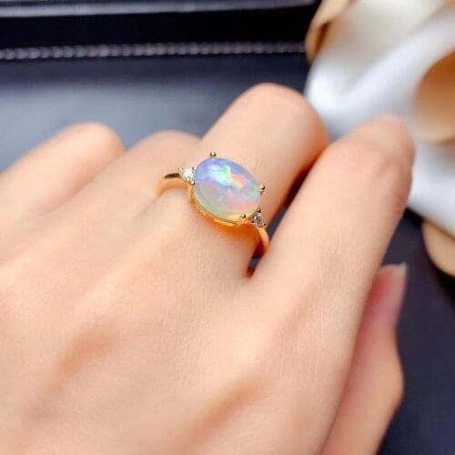 Natural Real Gemstone Opal Rings 925 Sterling Silver Engagement Ring Fine Jewelry Elegant Design for Women Gift