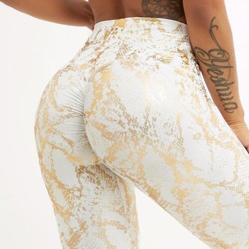 Skinny Stretch Hot Stamping Yoga Pants Snake Printing Push Up Hip Fitness Pants High Waist Running Gym Workout Leggings