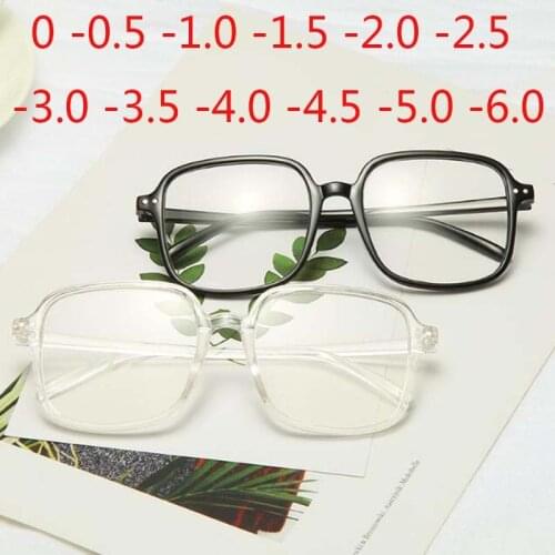 Retro Big Frame Oversize Finished Myopia Eyeglasses Women Men Eye Glasses Short-sighted Spectacle -0.5 -1.0 -1.5 -2.0 To -6.0