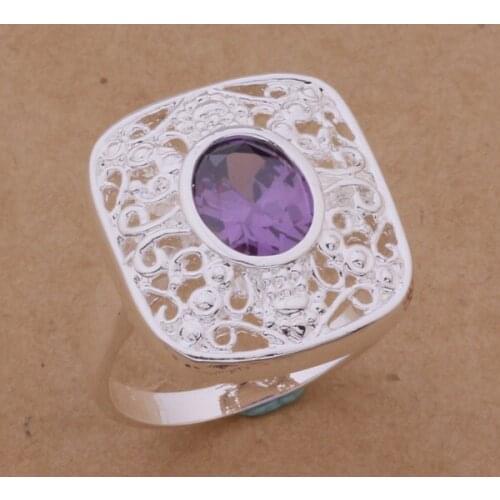 Wholesale Silver Plated Rings For Women,Free Shipping Charm Christmas Silver Fashion Jewelry Carve Patterns Inlaid Stone/alraj