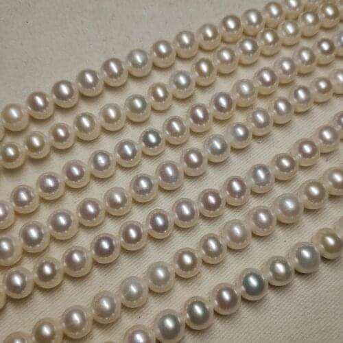 8-9mm Round Shaped Natural Freshwater Pearl Necklace DIY Jewelry 40cm Single Strand For Women Sweater Chain