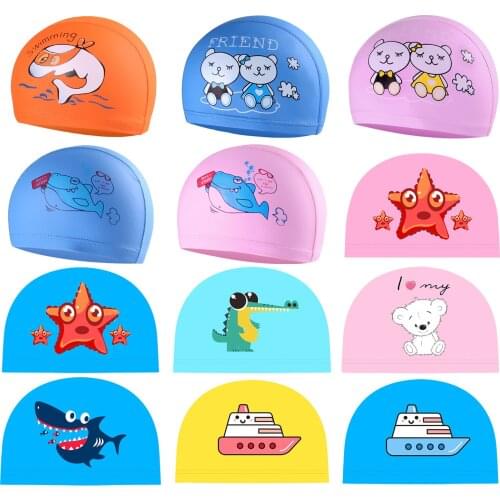 Swim Kids Comfortable Fit Bathing Swimming Hat Girl Boy Animal Print