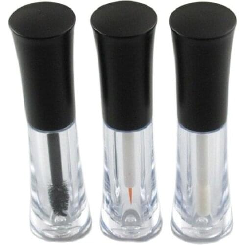Empty 2 ML Lipgloss Tube Clear Mascara Eyeliner Liquid Tube Refillable Cosmetic Container with Black Cap Lip Gloss Packaging