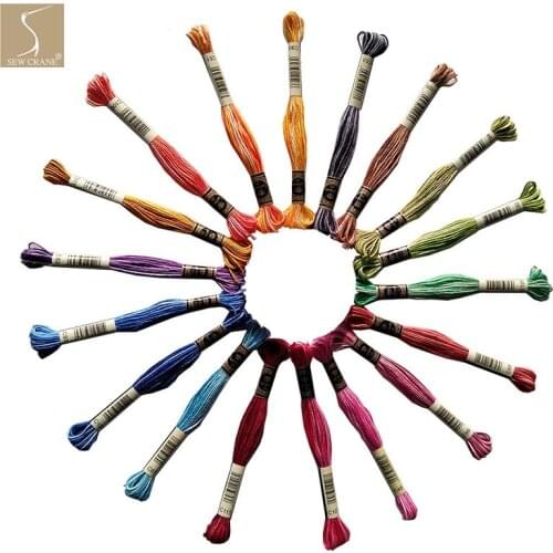 Rainbow Cotton Variegated Embroidery Floss Pack Color Variation Six-strand Cross Stitch Threads Multi-Color Blend Threads