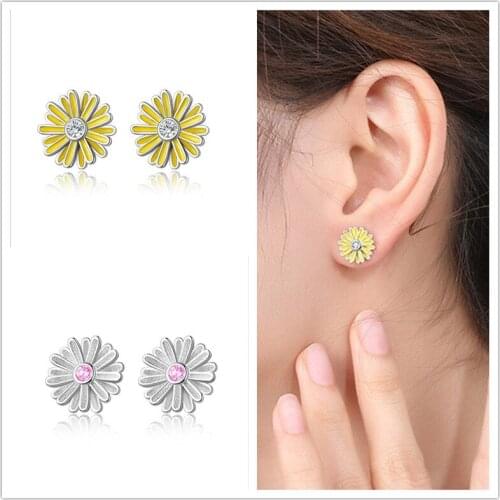 Top Quality Silver Plated Earrings For Women Jewelry New Fashion Zircon Flower Gold Earring Female Piercing Accessories