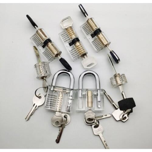 7pcs Cutaway Inside View Of Practice Padlocks lock Pick set Locksmith Training Skill Tools