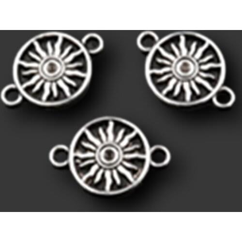 20pcs Antique silver color sun charm hollow ring alloy connector for earrings bracelet DIY fashion jewelry makings A599