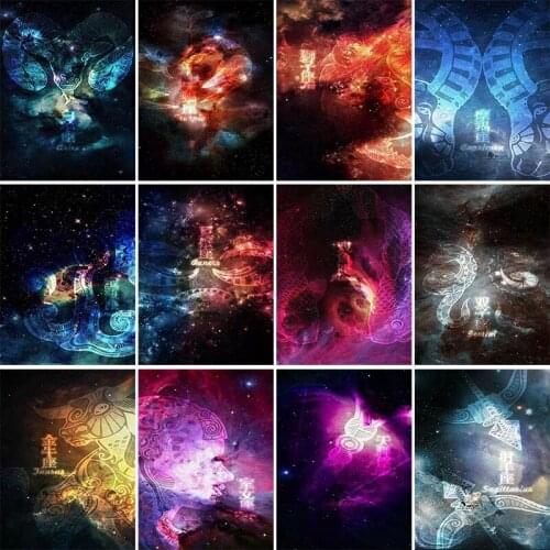 Modern Canvas Painting 12 Zodiacal Constellations Wall Art Posters Prints Picture for Living Room Decor Home Decoration Gift