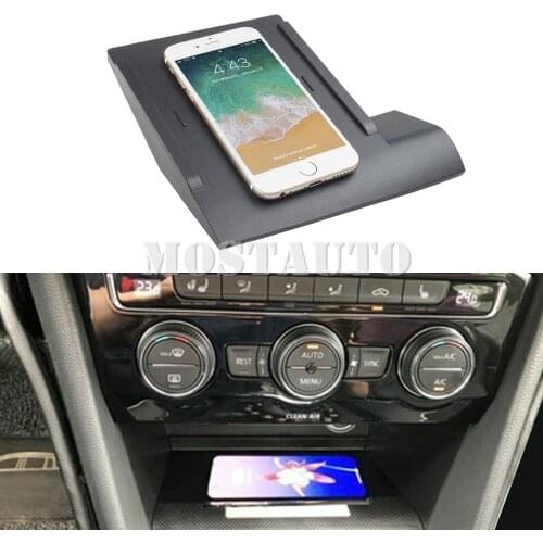 The Phone With QI Wireless Charging For Volkswagen VW Golf 7 MK7 Wireless Car Charger Wireless Phone Fast Charger Pad 2013-2019
