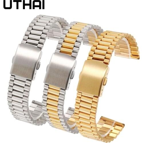 UTHAI S06 Metal Watchbands Bracelet Women 20mm watch strap Fashion Silver Solid Stainless Steel Luxury 22mm Watch Band Strap