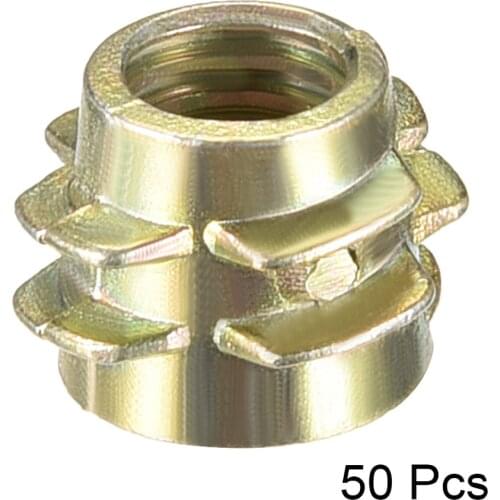 Uxcell 50pcs M4x8 M5x10 M6x13 Hex-Flush Threaded Insert Bronze Tone Zinc Alloy Furniture Nuts Wood Insert Nut High Quality